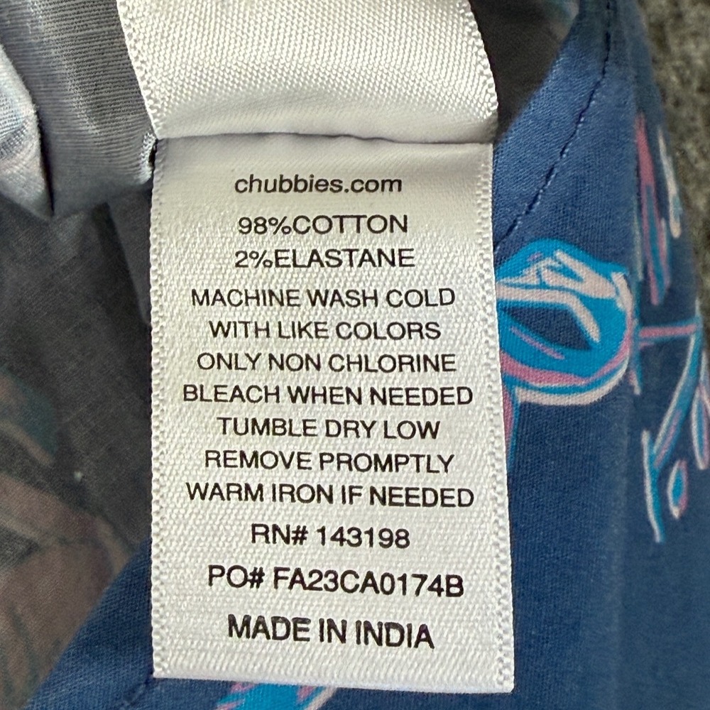 Chubbies Mingos Flamingo Short Sleeve Button Down Shirt Mens XL Cotton Blue Pink - Picture 9 of 11